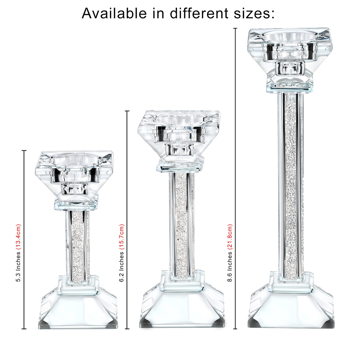 Crystal Candle Holders Set of 2-6.2" Tall Crystal Candlestick Holders - Ultra Elegant and Modern Centerpiece Home Decor
