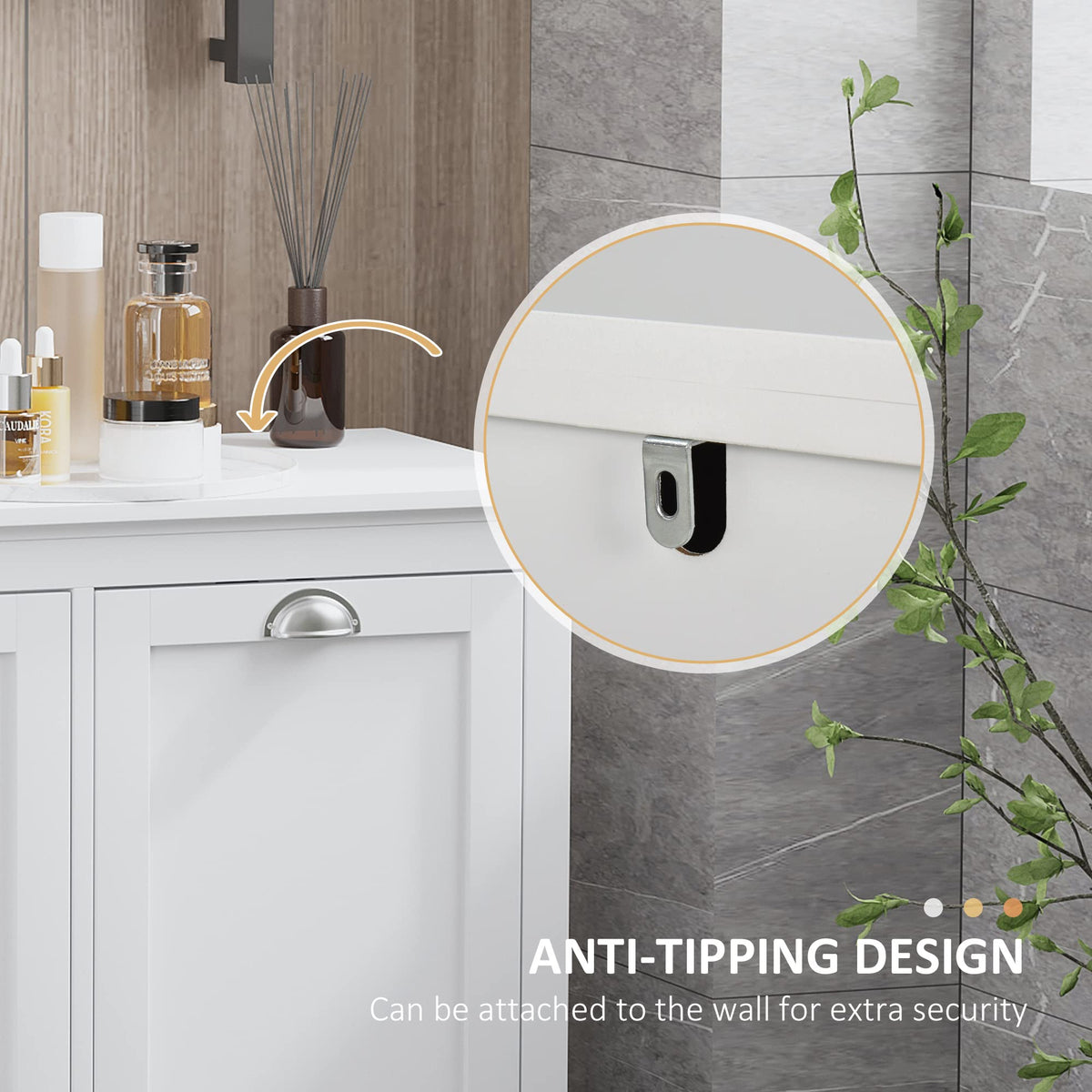 Tilt Out Laundry Sorter Bathroom Cabinet, White
