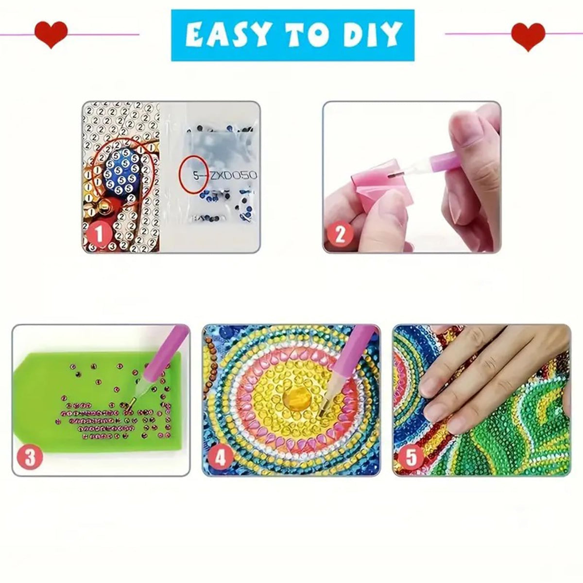 Sulunmo 6pcs DIY Diamond Art Cards Kits for Adults, 5D Diamond Greeting Cards Kits Art Birthday Cards Birthday Gifts for Families, Friends, Partners (Love (With Envelope))