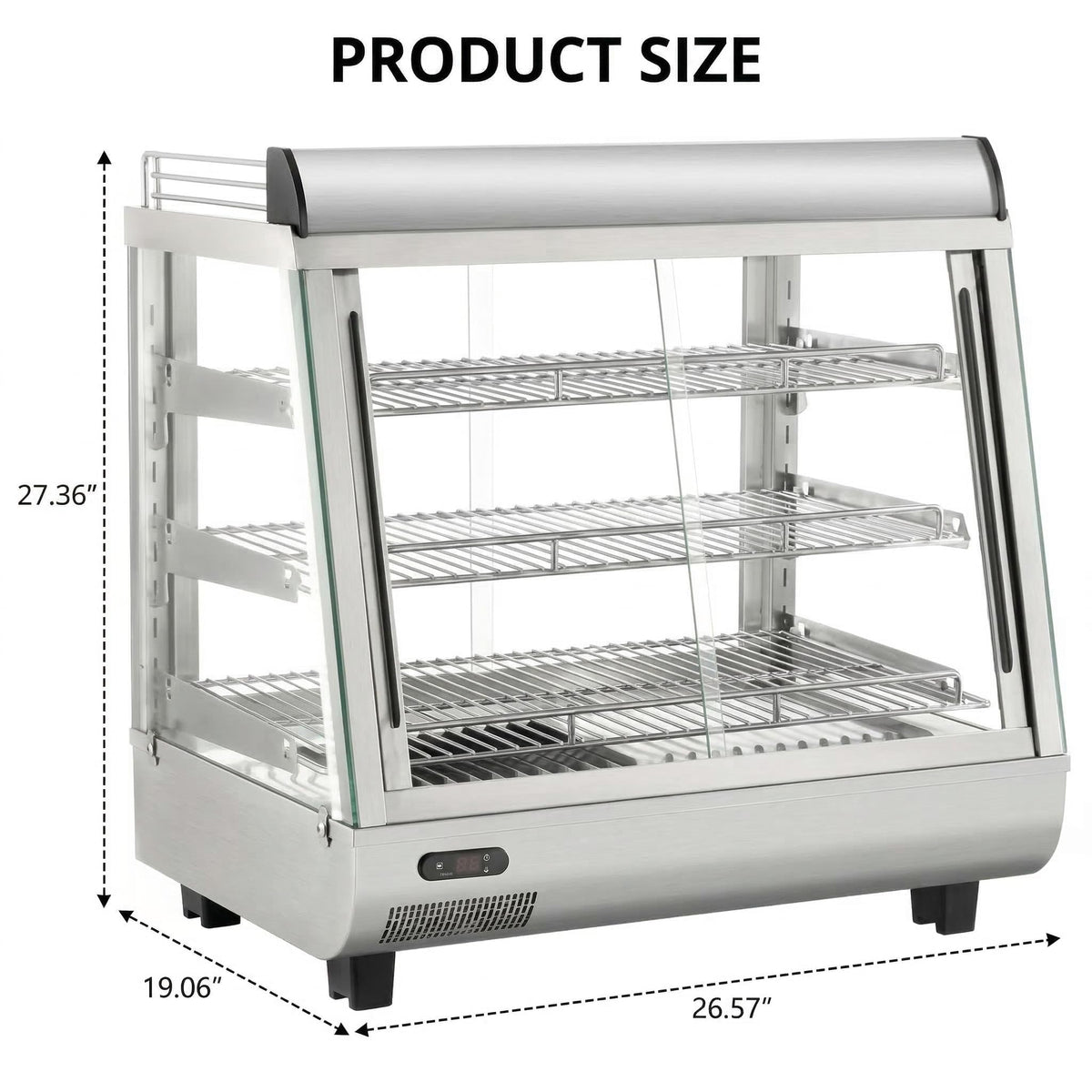 GarveeHome 3.4 Cu. ft. Capacity, Countertop Display Warmer with LED Lighting, Stainless Steel, Adjustable Temperature Control – Perfect for Food Display, Café, Bakery, and Concession Stands