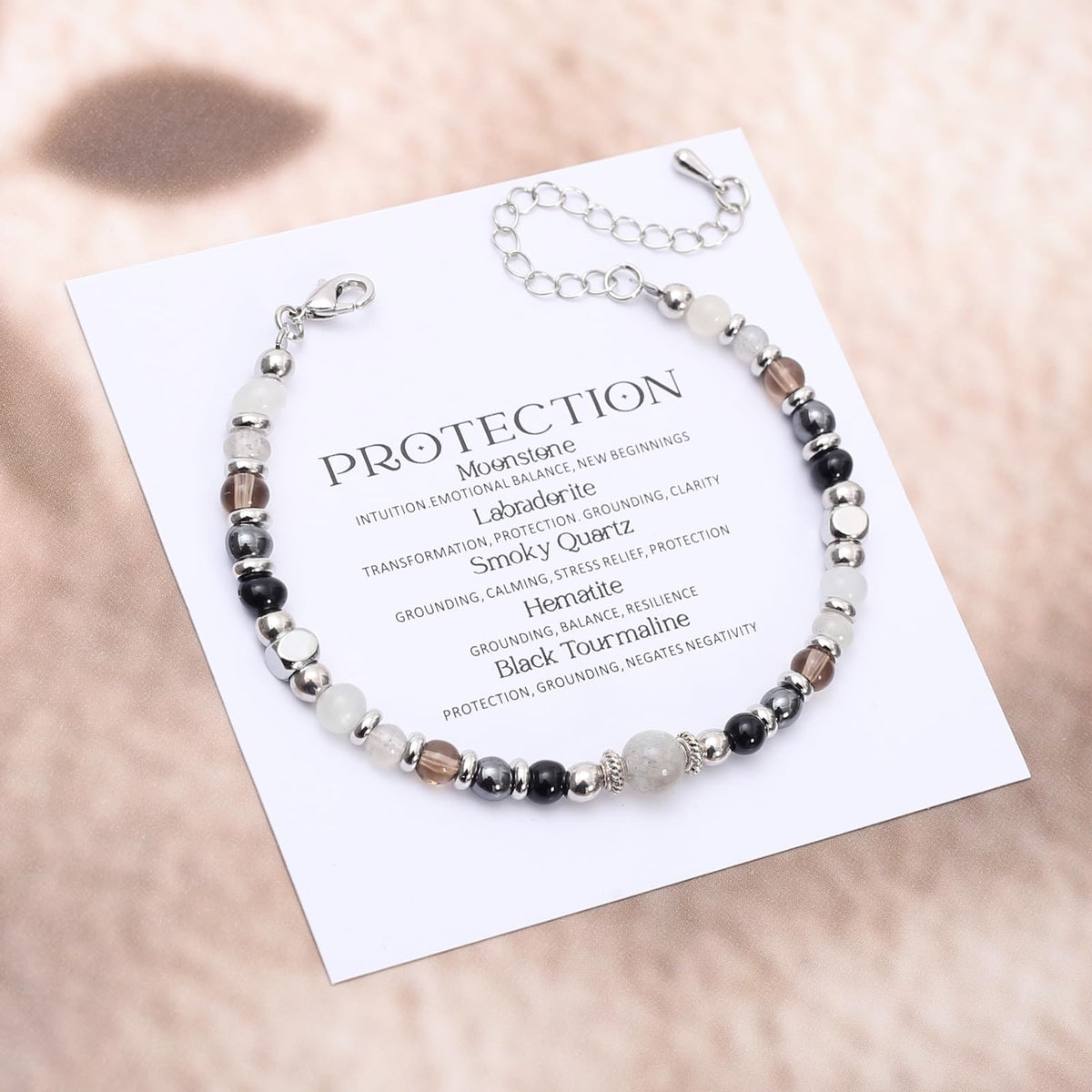 MTJAHPS Protection Bracelet, empath protection, black obsidian Crystals and Healing Stones Bracelet for Women ，Luck ，Anxiety and Stress Clam Bracelet