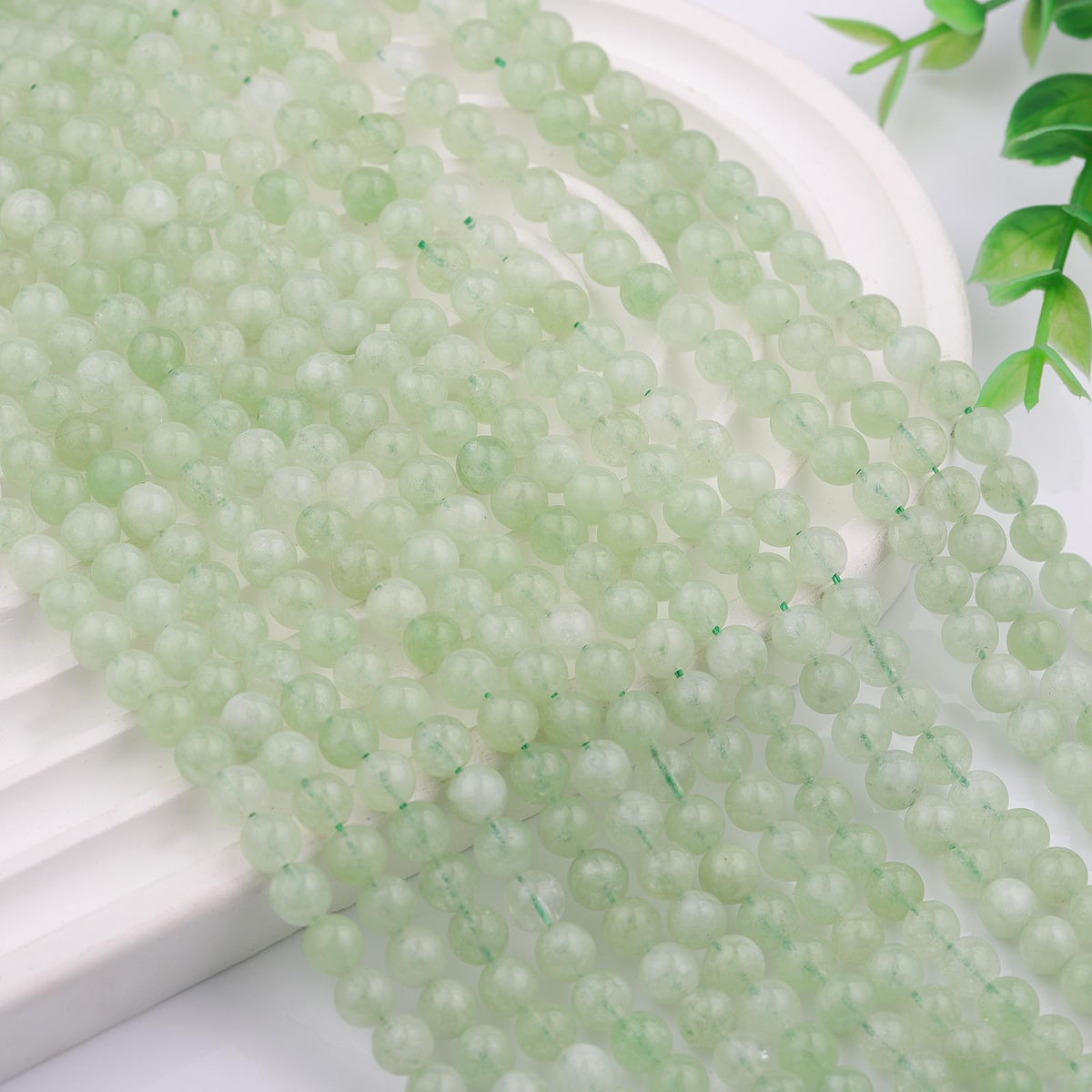 6mm Natural Stone Beads 65pcs Green Burmese Jade Polished Round Smooth Crystal Loose Gemstone Beads for Jewelry Making DIY Bracelet Necklace Earring Crafts Supplies