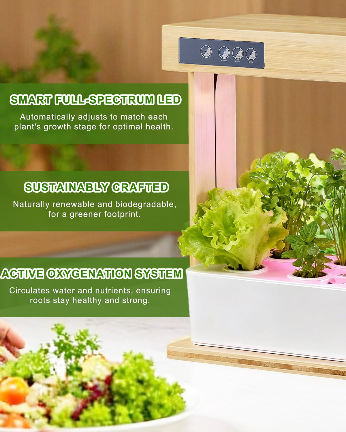 yadoker Indoor Hydroponic Garden System, 8 Pods Smart Growing Kit with LED Grow Light, Automatic Timer, Pump System & 3.5L Water Tank – Ideal for Herb Cultivation (No Seed)