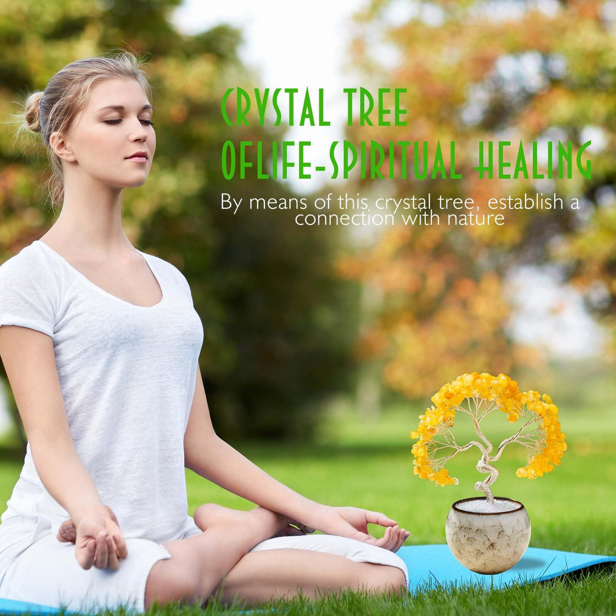 Runyangshi Citrine Crystal Tree of Life - 7in Chakra Crystal Money Tree with 297 Natural Healing Crystal Gemstone for Feng Shui, Luck, Balancing Energy Home Decor & Spiritual Gift