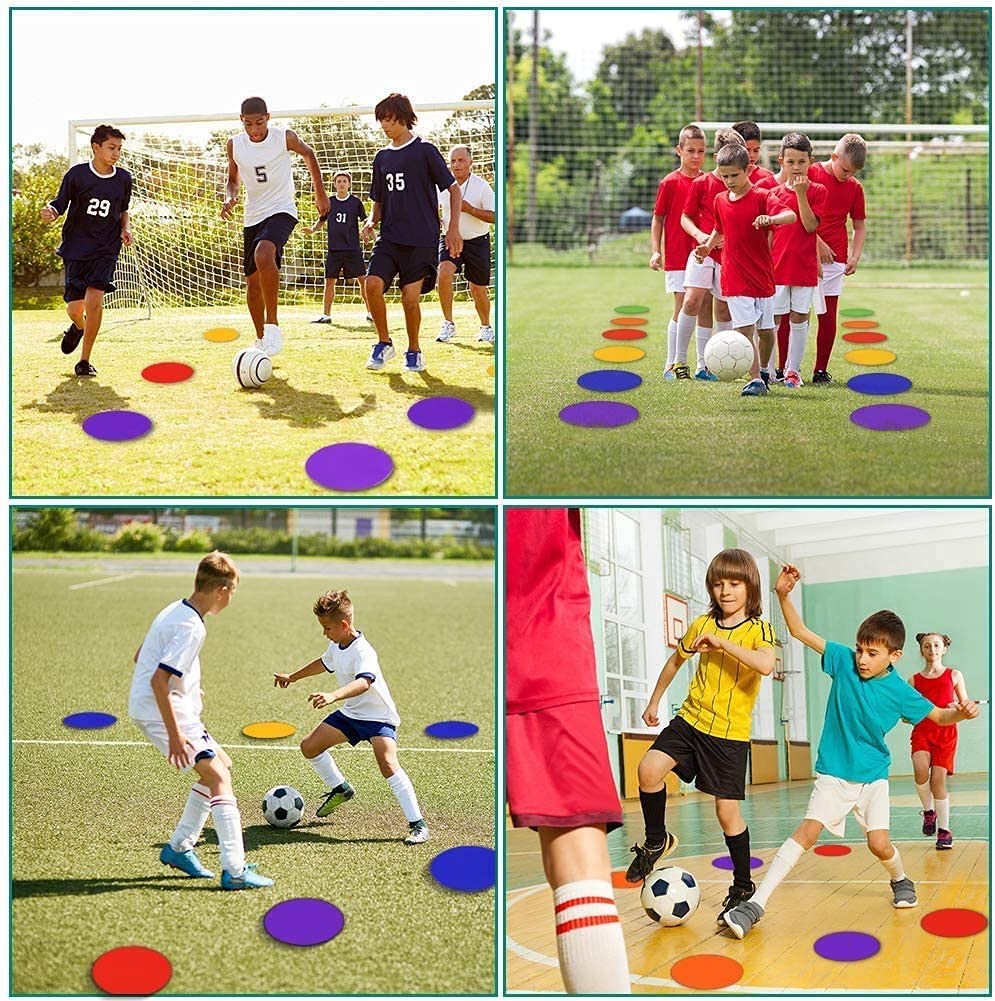 ZIECE 60 Pcs Poly Spot Markers Non-Slip Rubber Floor Dots for Gym, Flat Cones Agility Markers Poly Dots for Gym Floor Spot Markers for Sports Soccer Basketball Speed Agility Training Dance Classroom
