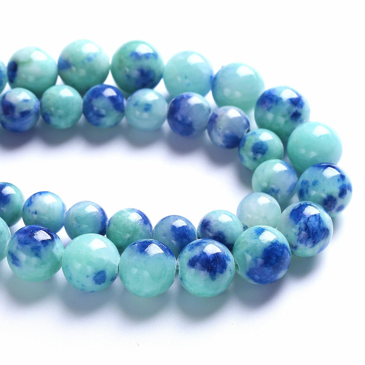 6MM 60PCS Peacock Blue Persian Jade Spacer Loose Beads for Jewelry Making DIY Bracelet Necklace