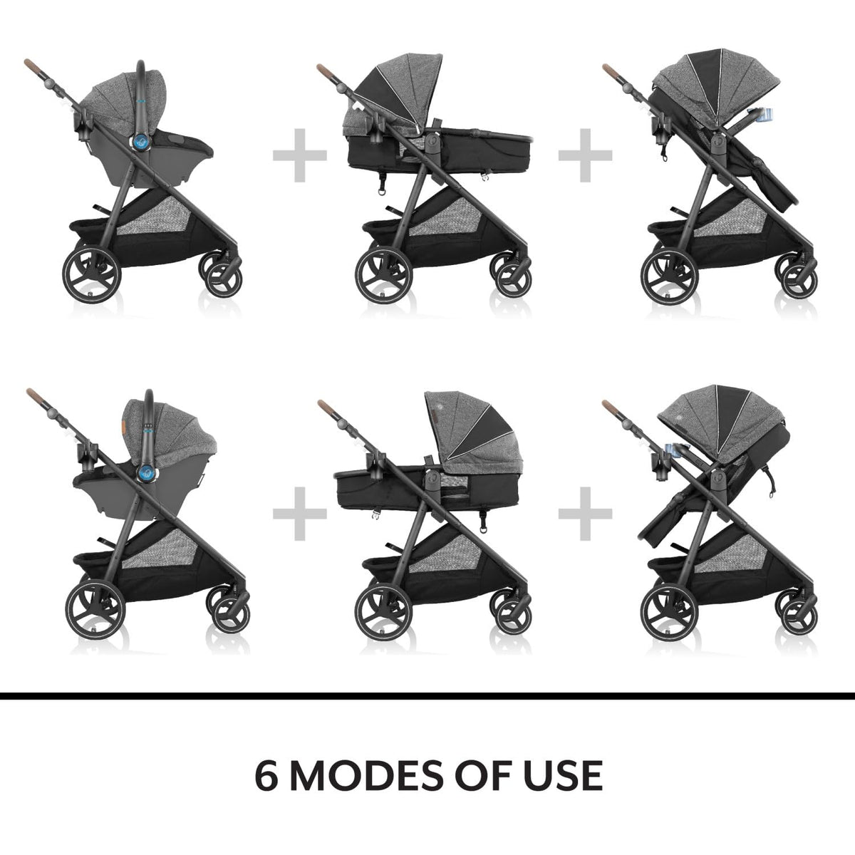 Evenflo Shyft Intuiti+ Travel System Featuring Revolve180 LiteMax™ NXT Rotating Rear-Facing Lightweight Preemie and Infant Car Seat with SensorySoothe 3-30 lbs. (Angler Tweed)