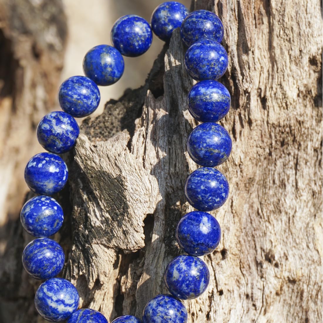 10mm Lapis Lazuli Bracelet | Natural Royal Blue Throat & Third Eye Chakra Crystal Gemstone Beads - Handmade Meditation Protection Jewelry | Beading Tool Kit - Fits for 7-8" Large Wrist