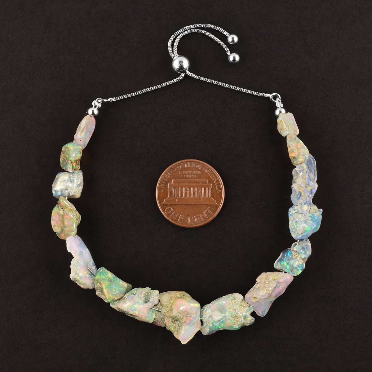 OdrillionGems Natural Raw Ethiopian Opal Gemstones Bolo Bracelet, Opal Rough Stones, Healing Crystals, 925 Sterling Silver, Handmade, Birthstones, Adjustable Slider, Women Jewelry, Valentine Gifts
