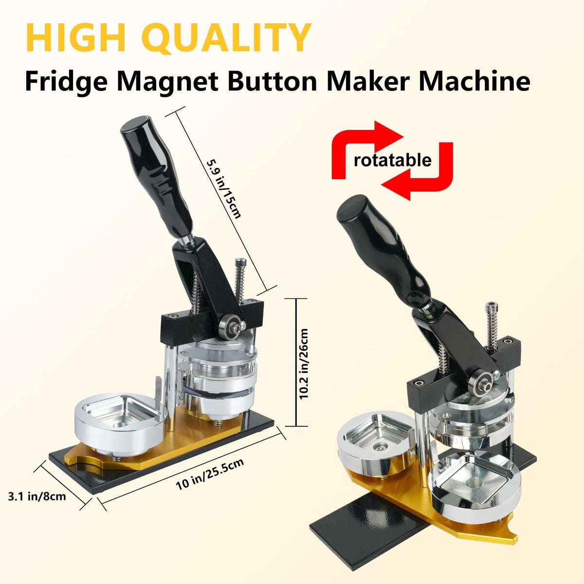 Happizza Fridge Magnet Button Maker Machine,1.97 in/50mm Metal Square Pin Maker Machine for Refrigerator Magnet,DIY Pin Badge Button Press Kits with 100 Sets Badge Supplies
