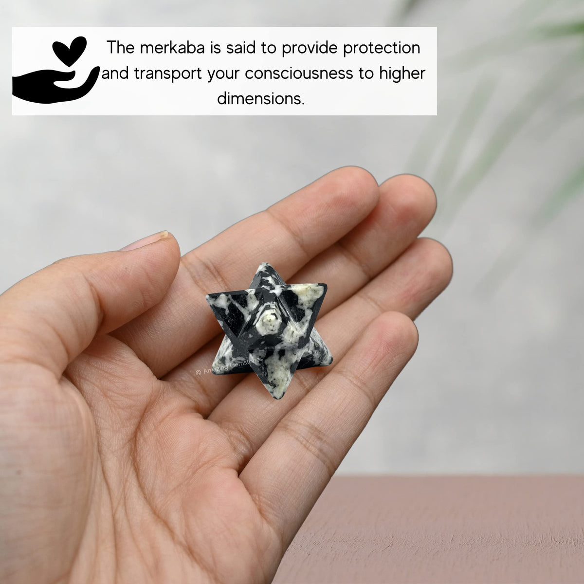 Amazing Gemstone Black & White Tourmaline - 0.75 Inches Metaphysical Merkaba Star for Meditation - Energetic Tetrahedron Crystal and Healing Stones for Spiritual Growth and Healing (15-20mm)