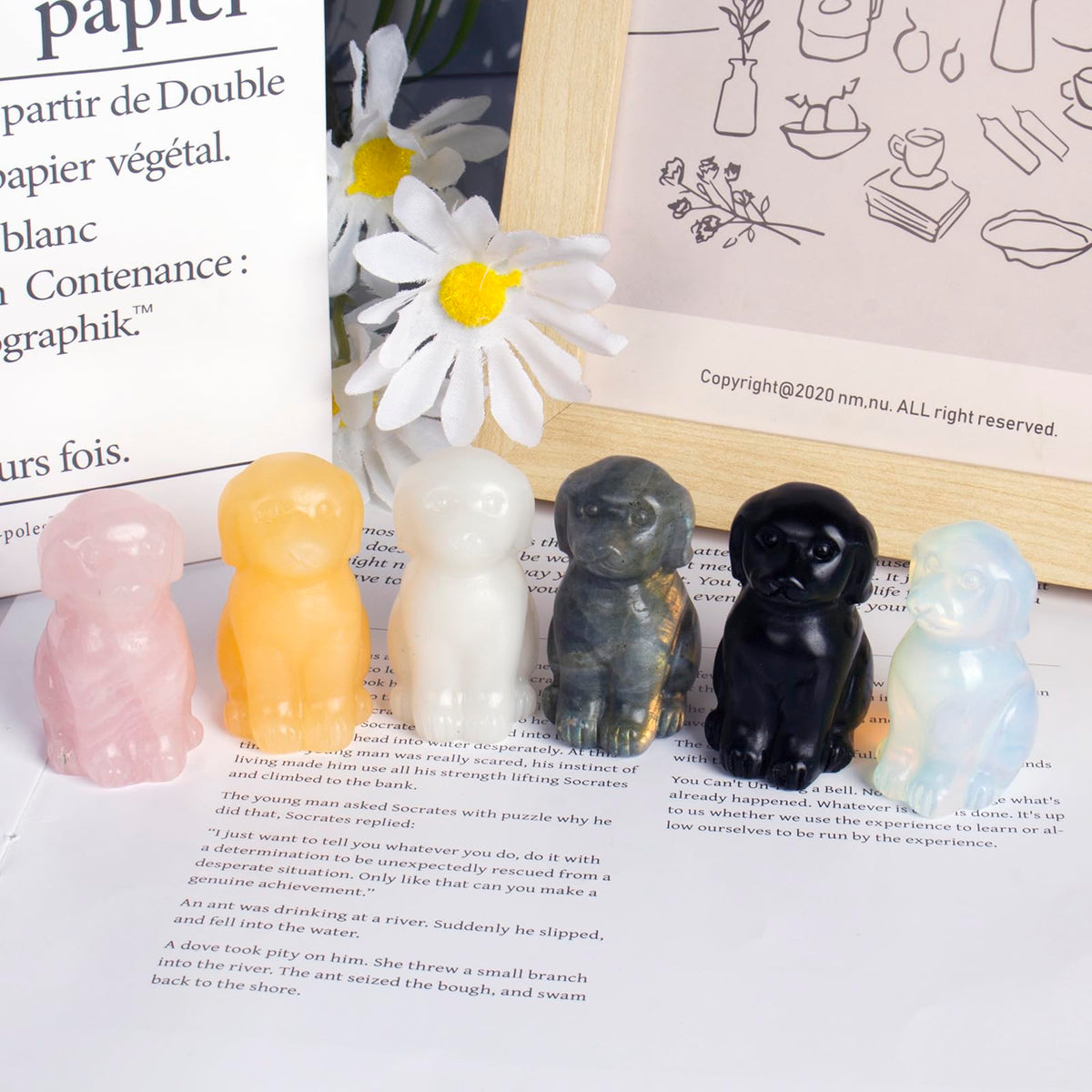 Ytbeoxk Hand-Carved Natural Obsidian Dog Crystal Dog Sculpture for Spiritual Healing Energy Stone Feng Shui Wealth Protection Figurine HomeOffice Desk Decor Unique Gift for Pet Lovers Birthday.