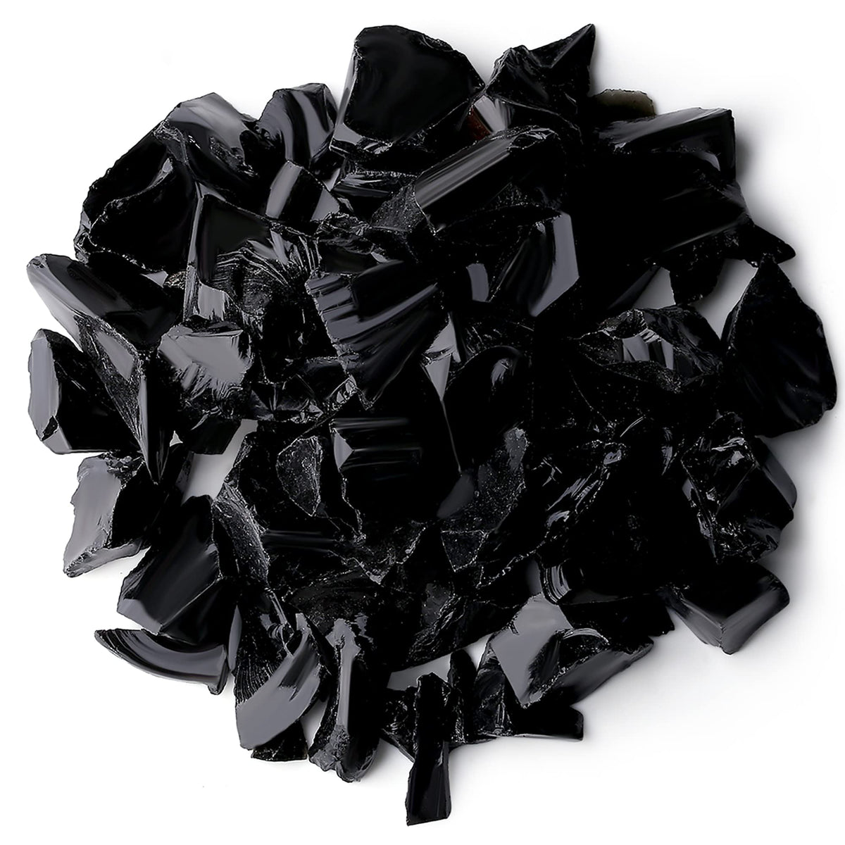 QINJIEJIE Black Obsidian Crystals Stone Raw Healing Crystal Bulk Gemstones Large 1" Rocks for Tumbling Cabbing Fountain Decoration Polishing Wire Wrapping Wicca Reiki Rough Stones