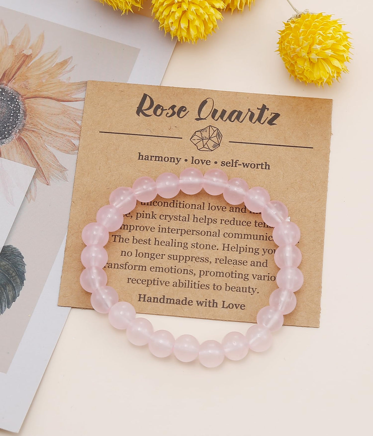 BOMAIL Natural Stone Bracelet for Women Men - 8MM Semi-Precious Gemstone Beaded Bracelet Healing Crystal Stretch Bracelet Yoga Bracelets Jewelry