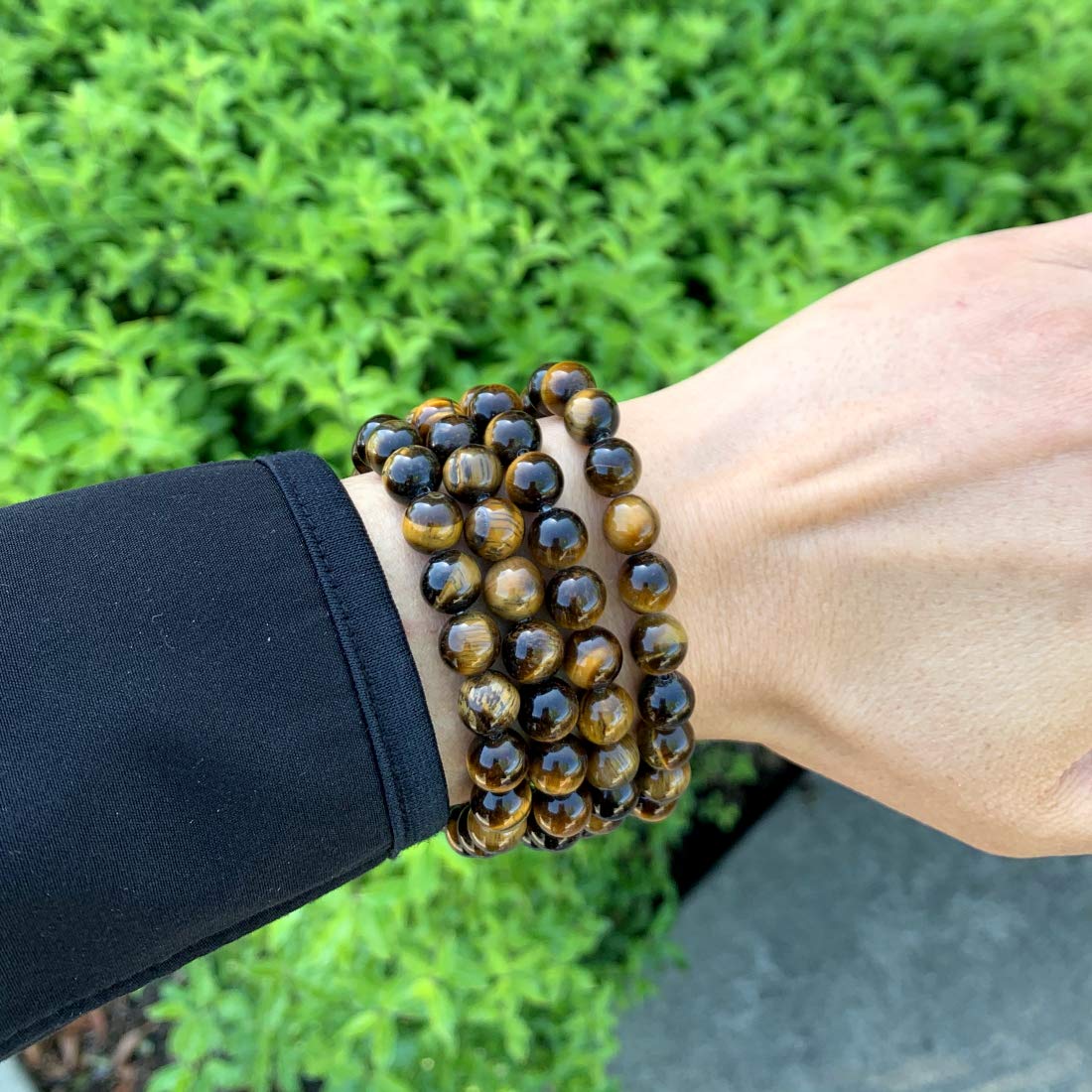 Adabele Real Natural Golden Yellow Tiger's Eye Bracelet 7.5 inch Stretch Gemstone Beaded Bracelet Chakra Healing Crystal Stone Jewelry Energy Quartz Rock GB8-B26