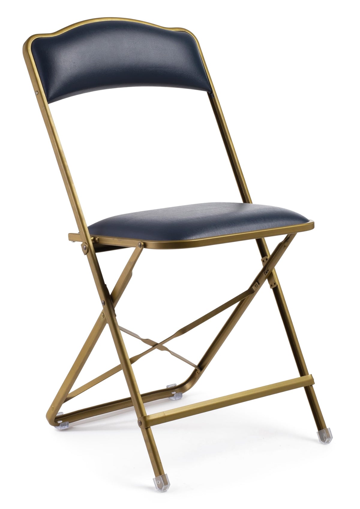Folding Chairs with Padded Seats 4 Pack - Foldable Chair with Heavy-Duty Steel Frame, Elegant Party Bridge Chairs, Metal Chair for Outside, Home, Office, Indoor & Outdoor Events - Gold/Navy