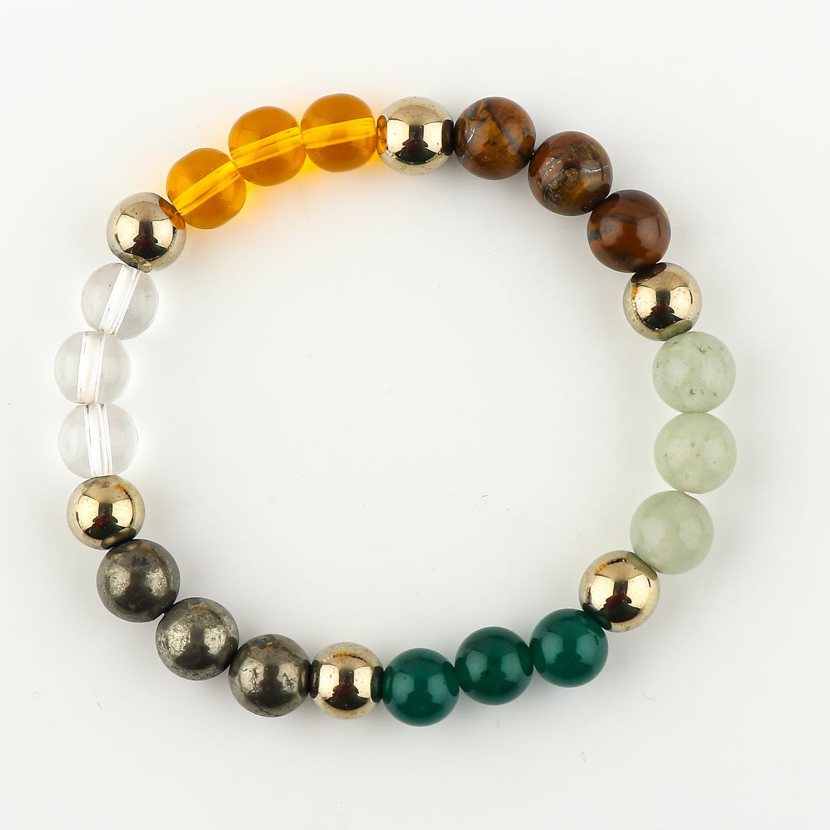 CRYSTALIS Wealth Bracelet, Mix Gemstone Crystals Bracelet for Boosting Money and Good Luck - 8mm Beaded Bracelet for Women Men Unisex - Elastic Adjustable Size