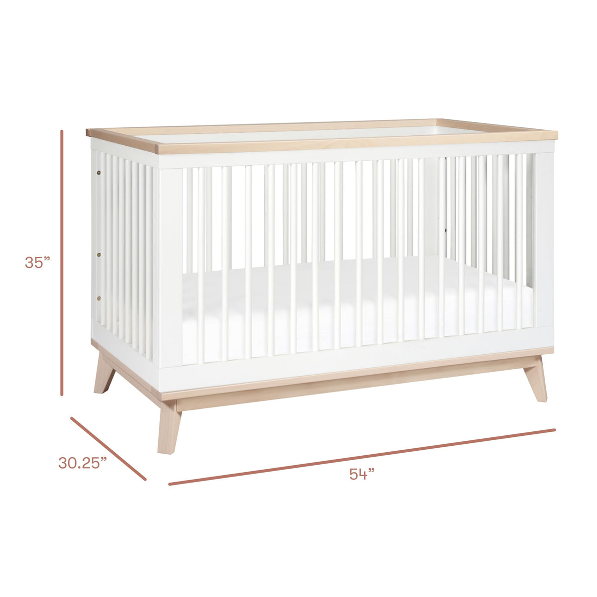 Babyletto Scoot 3-in-1 Baby Crib Convertible to Wooden Toddler Bed, Daybed - GREENGUARD Gold Certified - Easy Assembly, Made of 100% Solid Wood - Includes Toddler Conversion Kit - White/Washed Natural