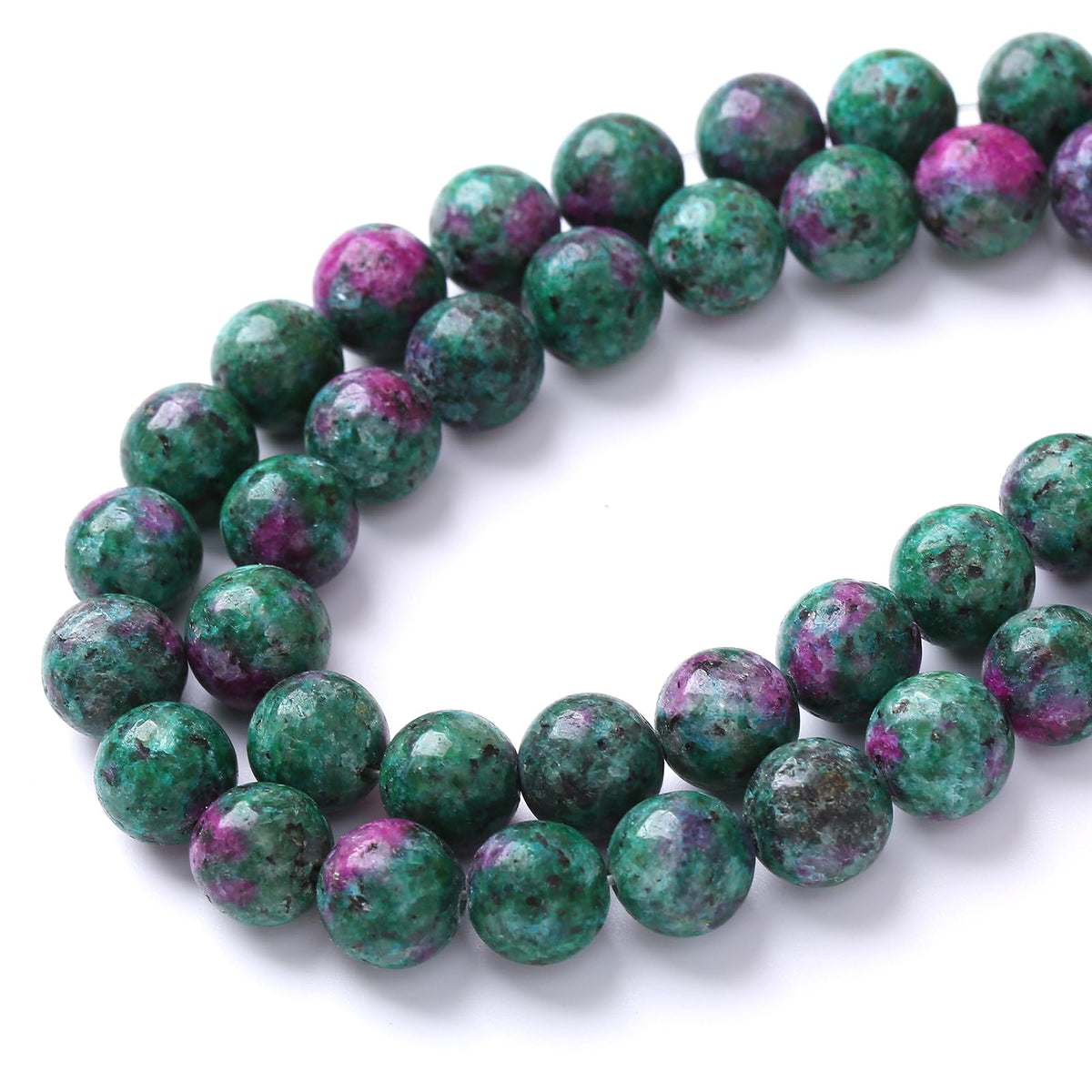 32pcs 12mm Natural Epidote Zoisite Stone Beads for Jewelry Making DIY Bracelet Necklace Accessories 15" Energy Healing Power Stone Beads