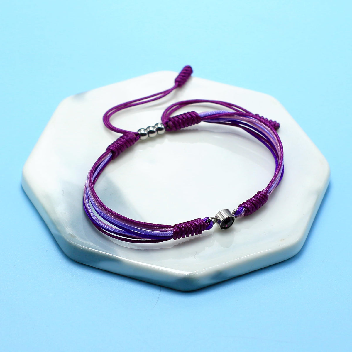 Crgwxzl February Birthstone Bracelets for Women Men,Healing Crystal Protection Stone Amethyst Beads Bracelet,String Wrap Zodiac Month Bracelets Birthday Jewelry Gifts