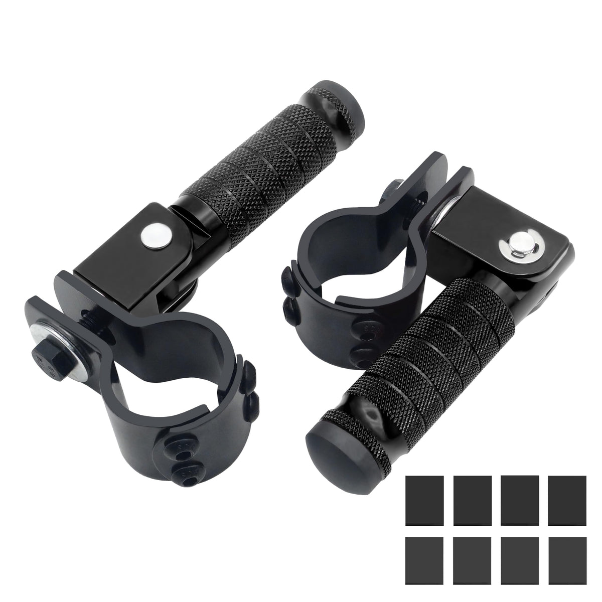 M8 Motorcycle CNC Aluminum 90 Degree Folding Rearsets Folded Motorbike Footrest Bicycle Footpegs Foot Pegs Pedal Universal (Black)
