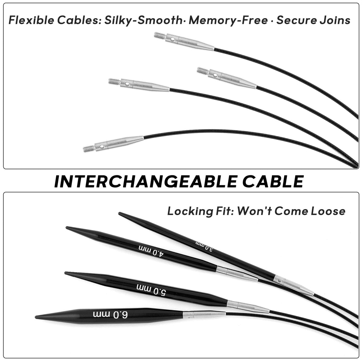 13-Pair Interchangeable Circular Knitting Needles Set, 4" Aluminum US 2.5-15 (3-10mm) with 4 Cables & Accessories | Ideal Gift for Knitters & DIY Projects
