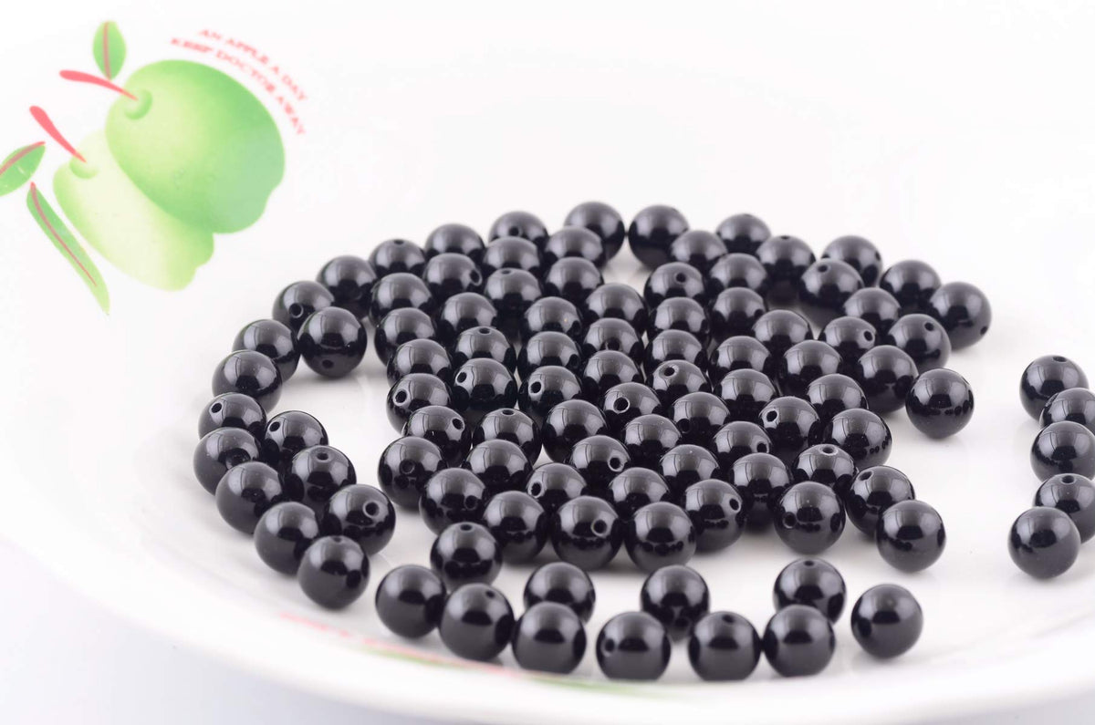 Natural Stone Beads 100pcs 10mm Black Obsidian Round Genuine Real Stone Beading Loose Gemstone Hole Size 1mm DIY Charm Smooth Beads for Bracelet Necklae Earrings Jewelry Making (Black Obsidian, 10mm)