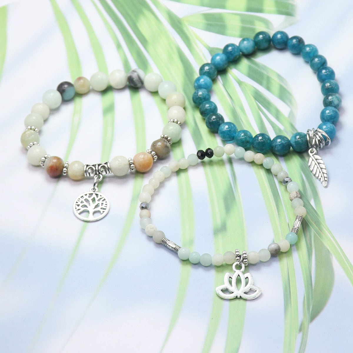 UEUC Tree of Life Yoga Healing Stone Bracelets,Multilayer Lotus Chakra Stone Reiki Bracelet Sets,Anxiety Crystal Natural Stone,for Women Stress Relief
