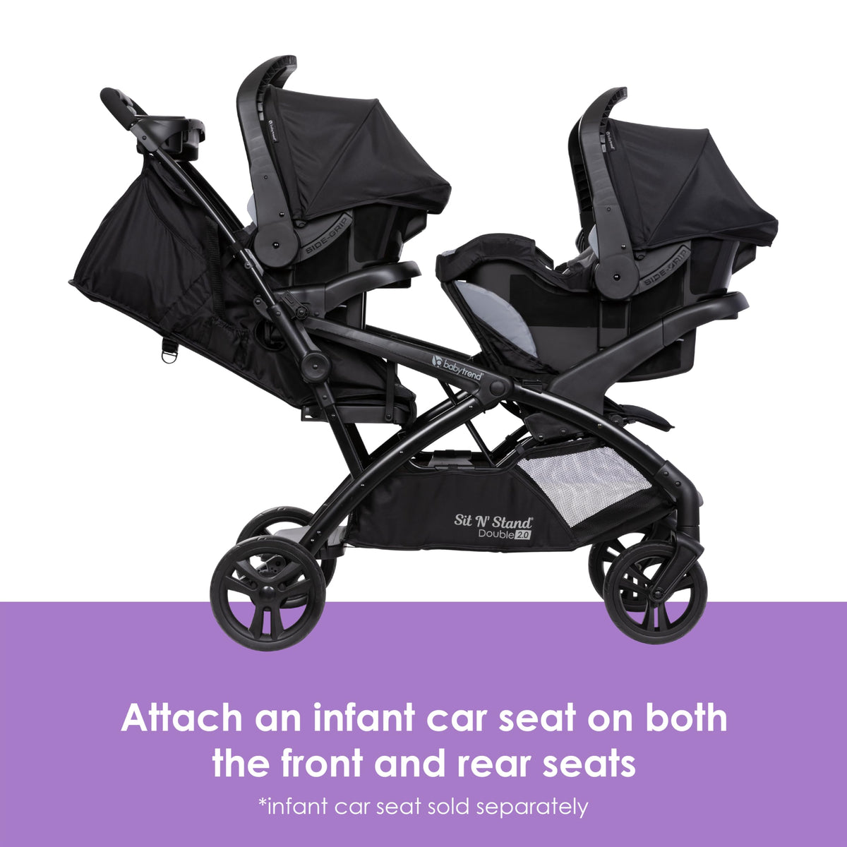 Baby Trend Sit N' Stand® Double 2.0 Stroller, Dash Black