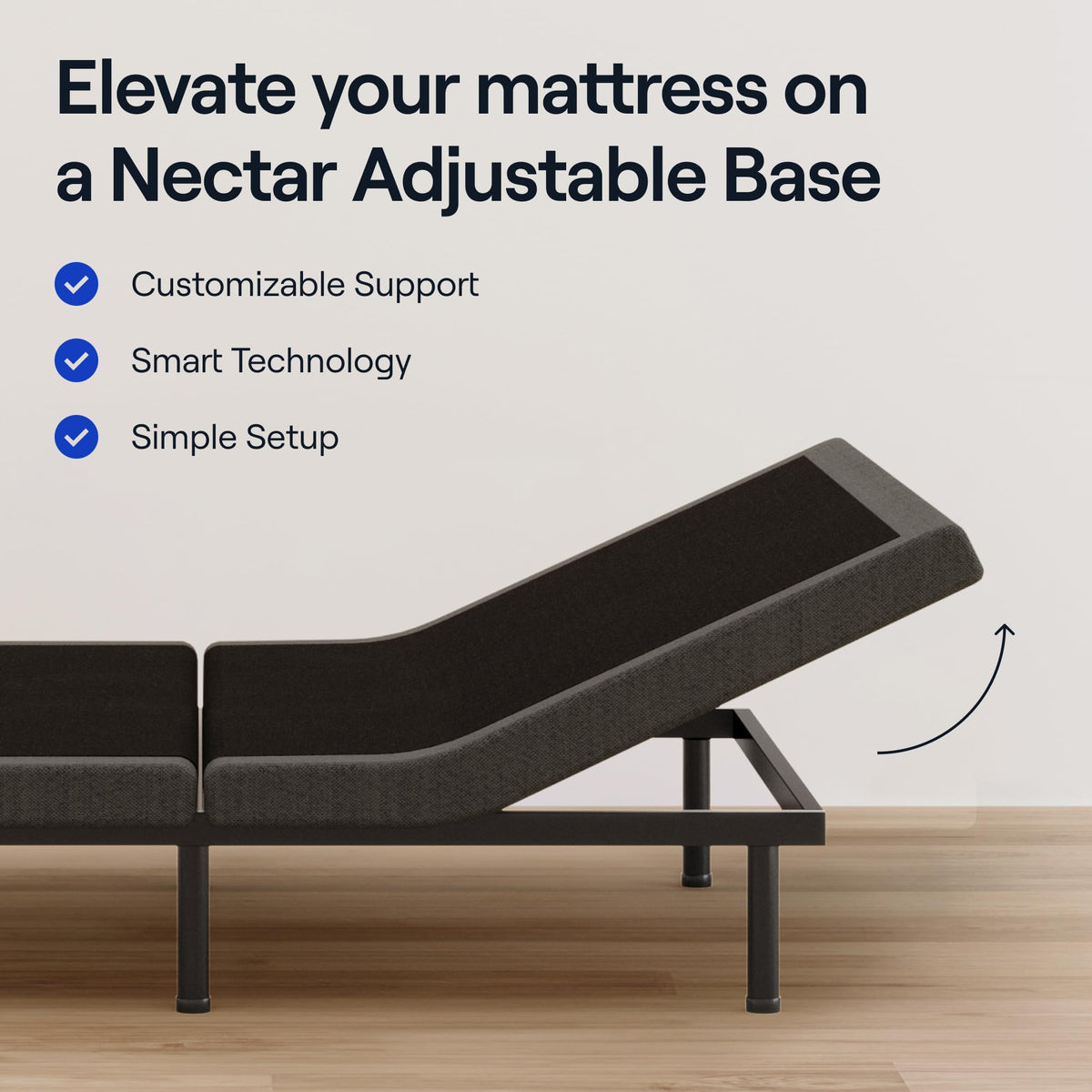 Nectar Premier Adjustable Base - Full - Head & Foot Incline - Wireless Remote with Memory- 3 Massage Settings - 4 USB Ports - Anti-Snore & Zero Gravity
