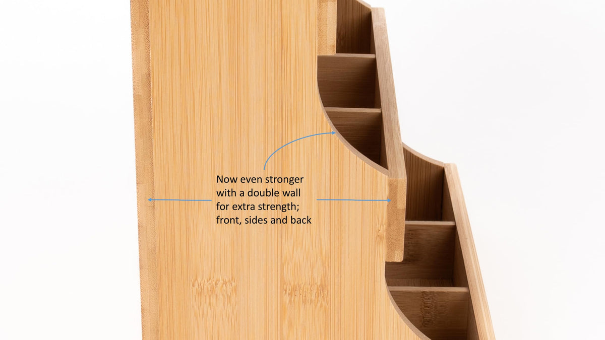 Theodore Tea Bag Organizer – Wooden Tea Organizer and Storage for Home, Kitchen, Office – 180 Tea Bag Holder - Vertical Display Tea Box. Also for Coffee Pods, Sugar, Sweeteners and Creamers.