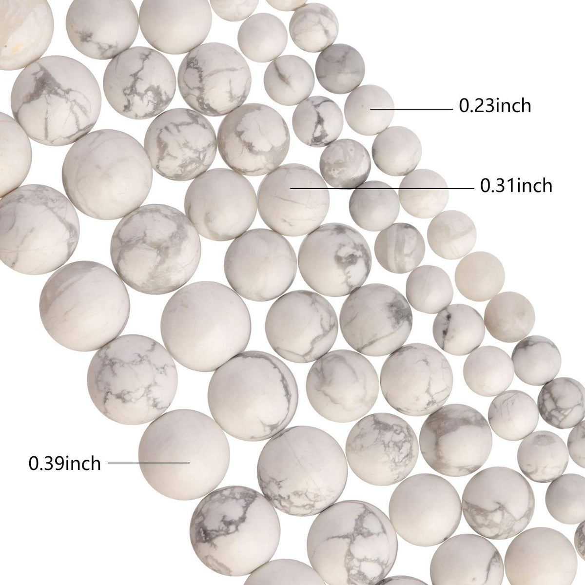 Filluck Natural Stone Beads 8mm White Howlite Turquoises Polished Round Smooth Gemstone Beads for Jewelry Making 15 Inch(White Howlite Turquoises,8mm)