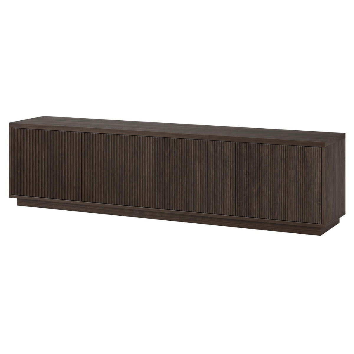 Henn&Hart Fluted TV Stand for TVs up to 85" with 2 Concealed Ribbed Storage Cabinets and Adjustable Shelves for Living Room, Family Room, or Office, Rich Brown