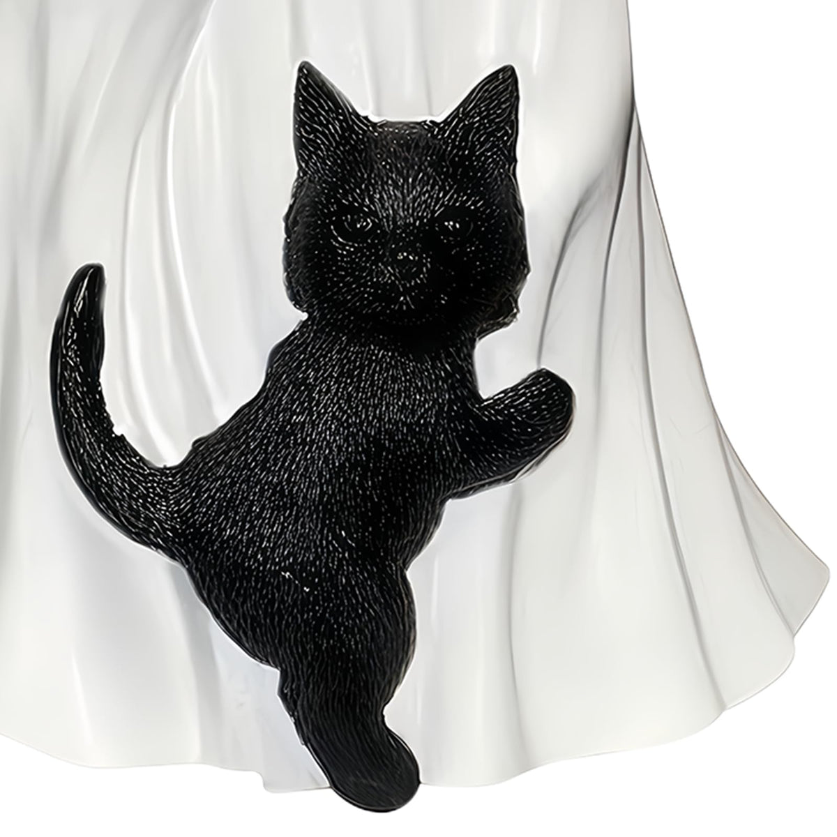 YYPLIAN Ghost Holding Black Cat Statue Halloween Ghost Figurines, Ghost Cat with Umbrella Figure for Home Tabletop Funny Decoration (Ghost Holding Umbrella)