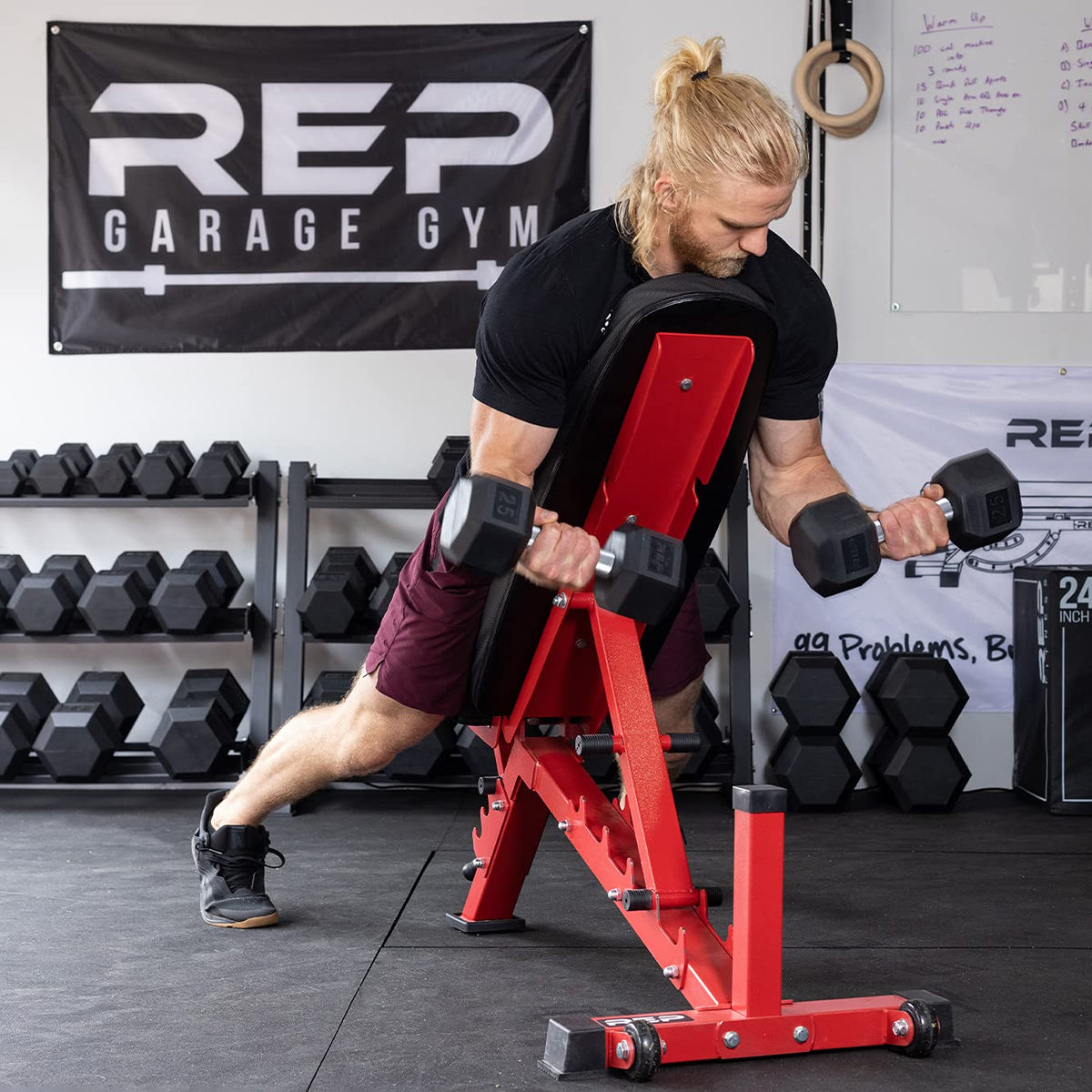 Rep 5-50 lb Rubber Hex Dumbbell Set, Low Odor
