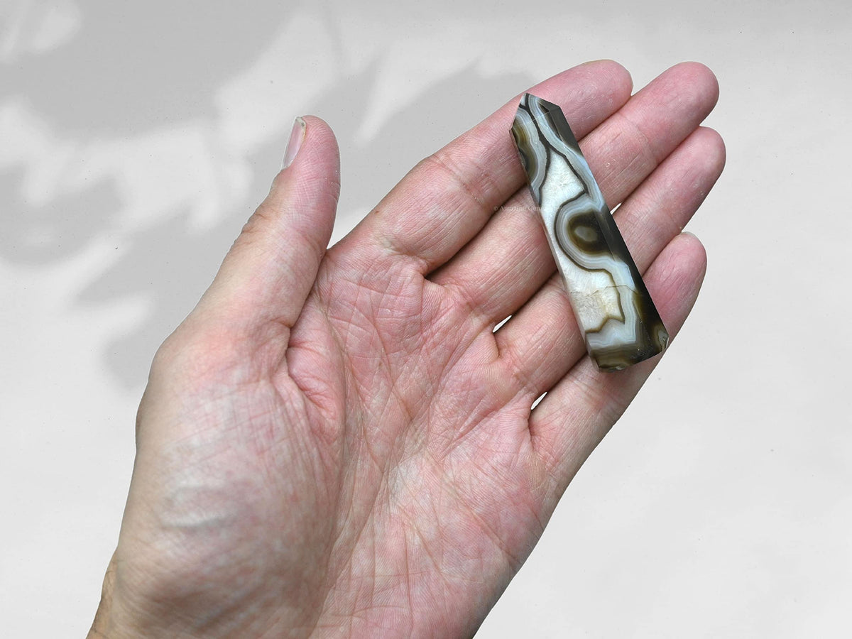 Amazing Gemstone Black Banded Agate Onyx Crystal Towers ~ Natural Healing Crystal Point Obelisk for Reiki Healing and Crystal Grid (3" to 4" INCH)