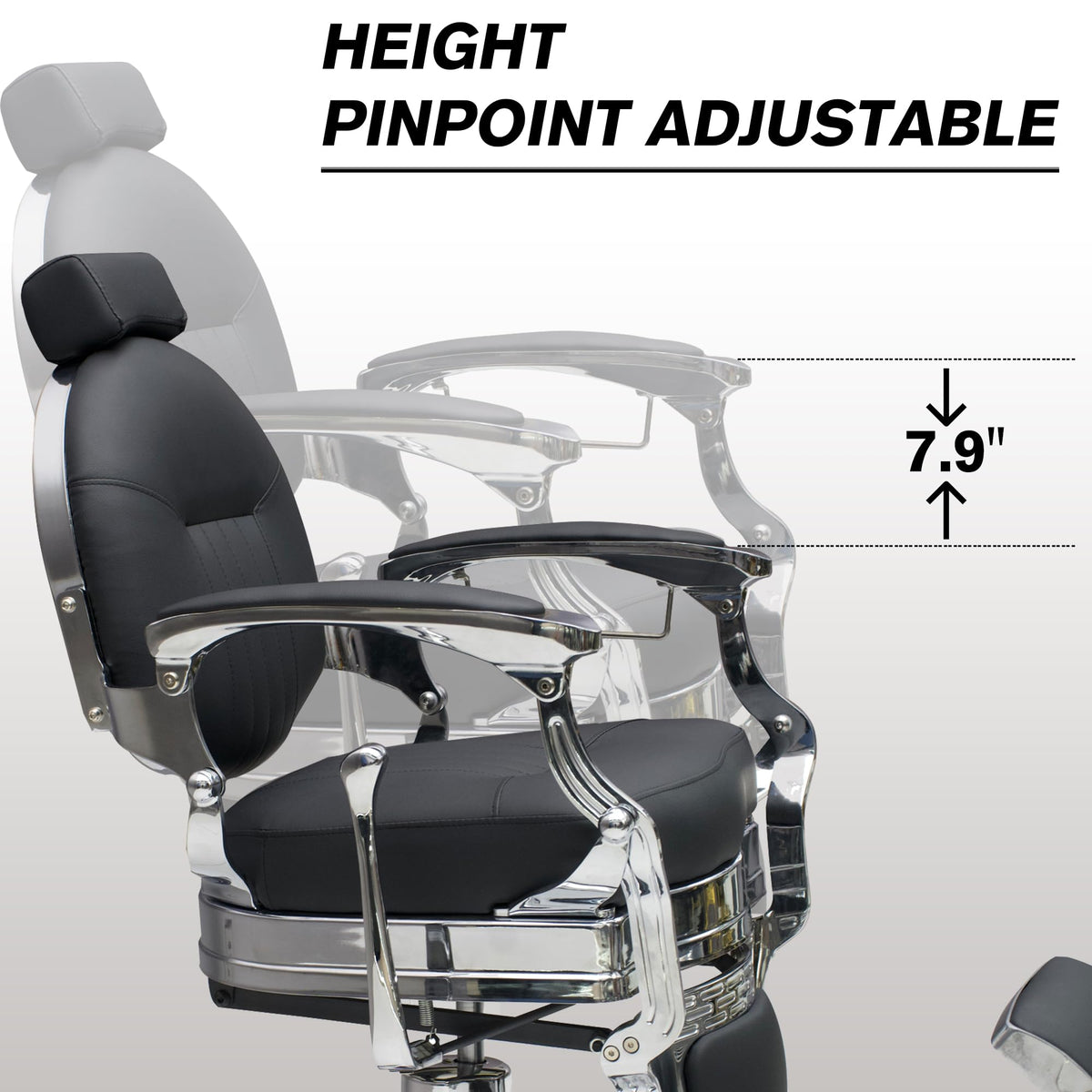 Professional Barber Chair - Hydraulic Salon & Tattoo Chair, 550lb Capacity, 360° Swivel & 160° Recline, Adjustable Headrest (Vintage Silver)