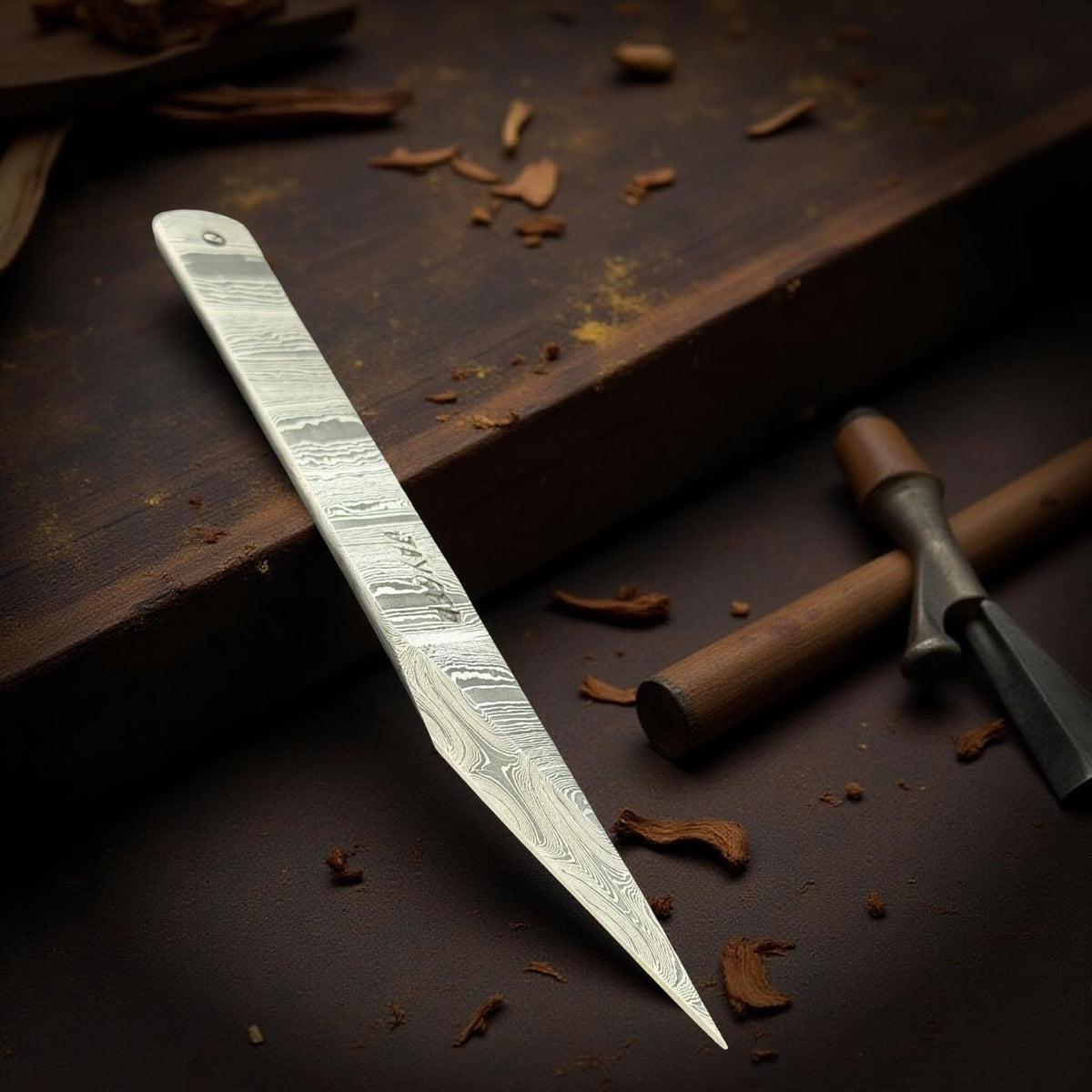 Handmade Kiridashi Knife – Precision Japanese Marking Tool – Damascus Steel Blade – Compact Craft & Carving Knife for Woodworking, Leatherwork, DIY & Artisan Use