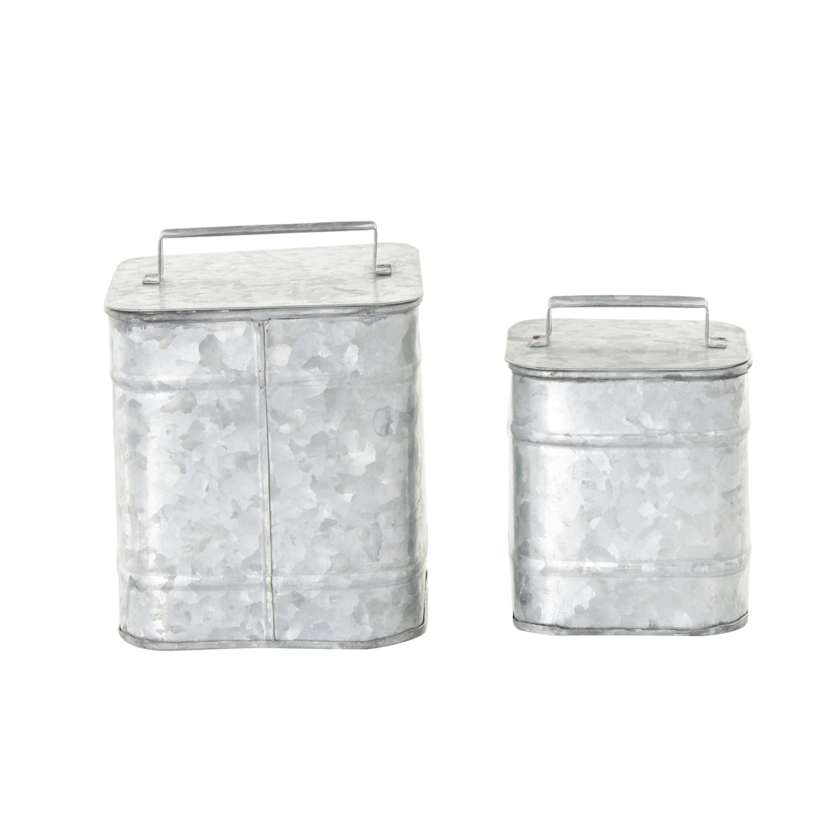 Deco 79 Metal Decorative Canisters Decorative Containers, Set of 2 Decorative Keepsake Boxes 8", 7"H, Silver