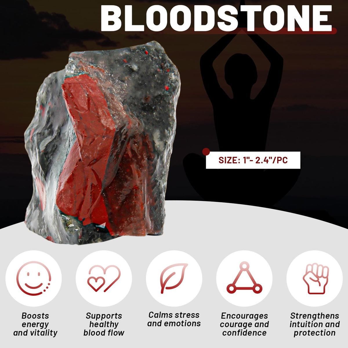 1.1lb Bulk Raw Bloodstone Rough Crystal-Natural Blood Stone Raw Stones Crystal for Tumbling, Cabbing, Fountain Rocks, Decoration,Polishing, Wire Wrapping, Wicca & Reiki Crystal Healing