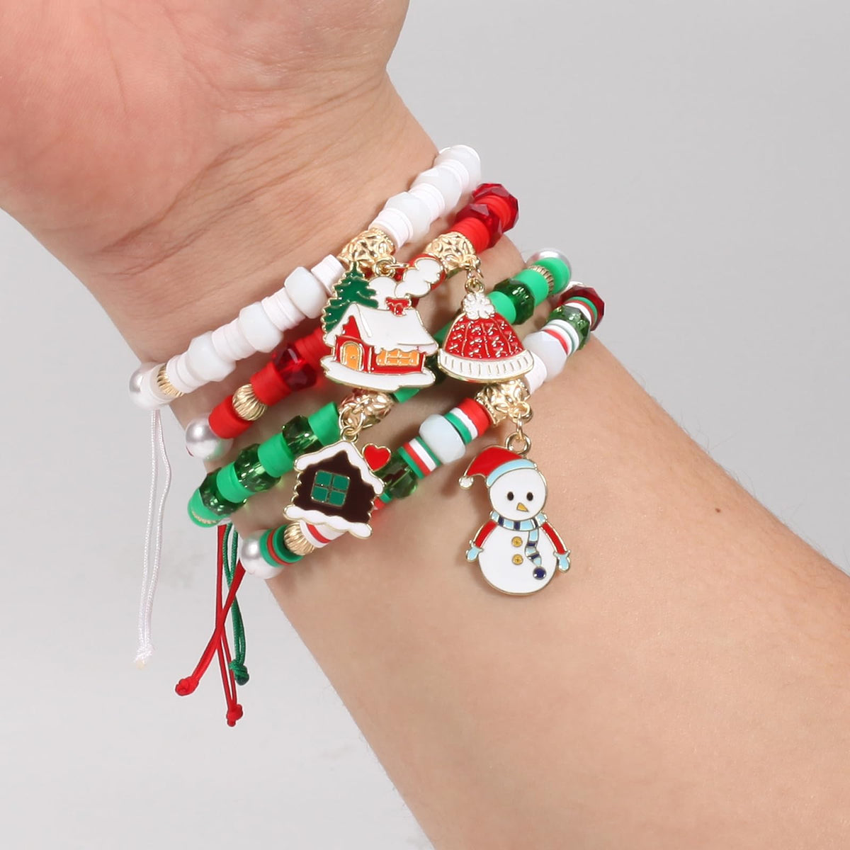 Twinfree 24pcs Christmas Theme Adjustable Rope Cord Bracelet for Women Jewelry Gifts