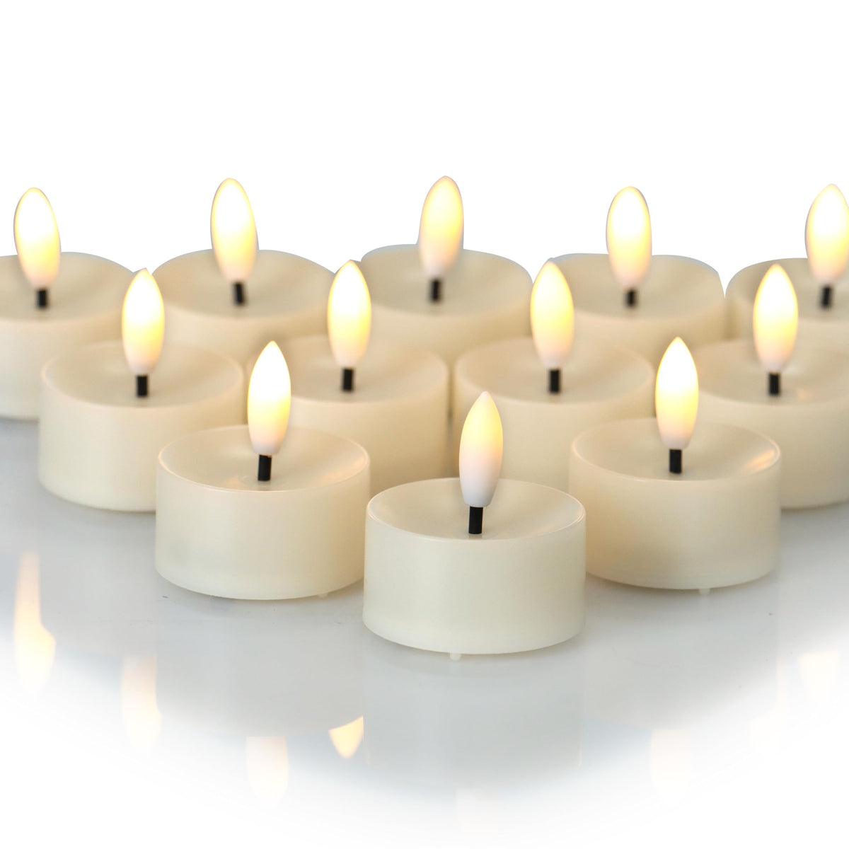 CANDLE CHOICE Battery Operated Flameless Tea Lights Realistic Black Wick Bright Flickering LED Tealight Candles for Wedding Table Centerpieces Halloween Christmas Decorations Batteries Incl. 36 Pack