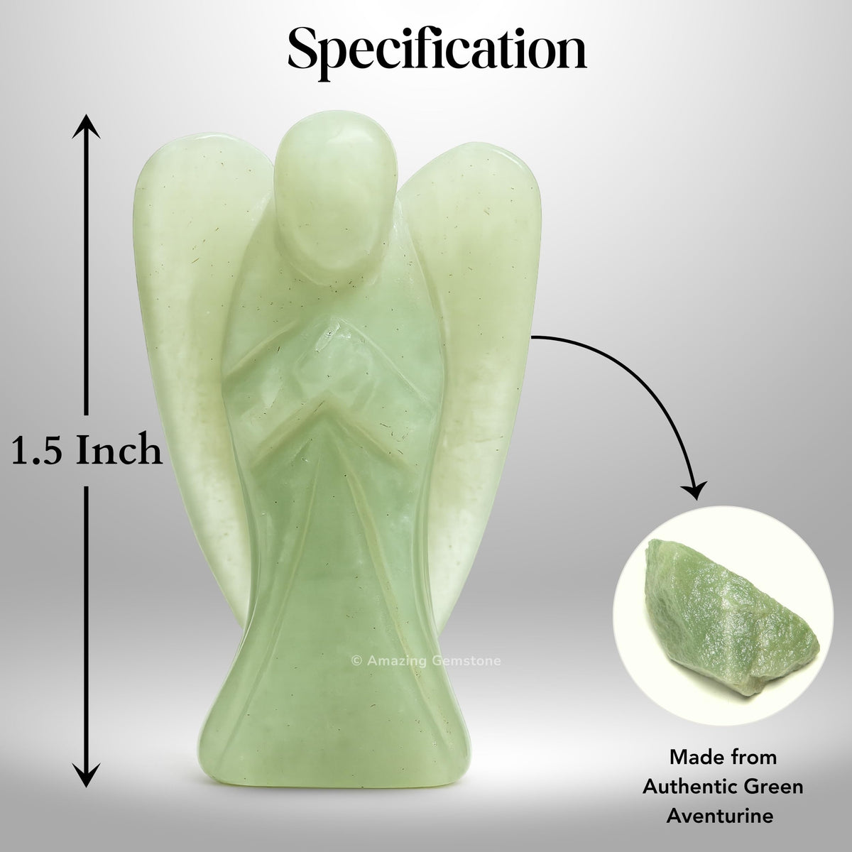 Amazing Gemstone Green Aventurine Angel - Green Aventurine Crystal Angel and Pocket Guardian Angel Crystal Figurines (1.5 inches)
