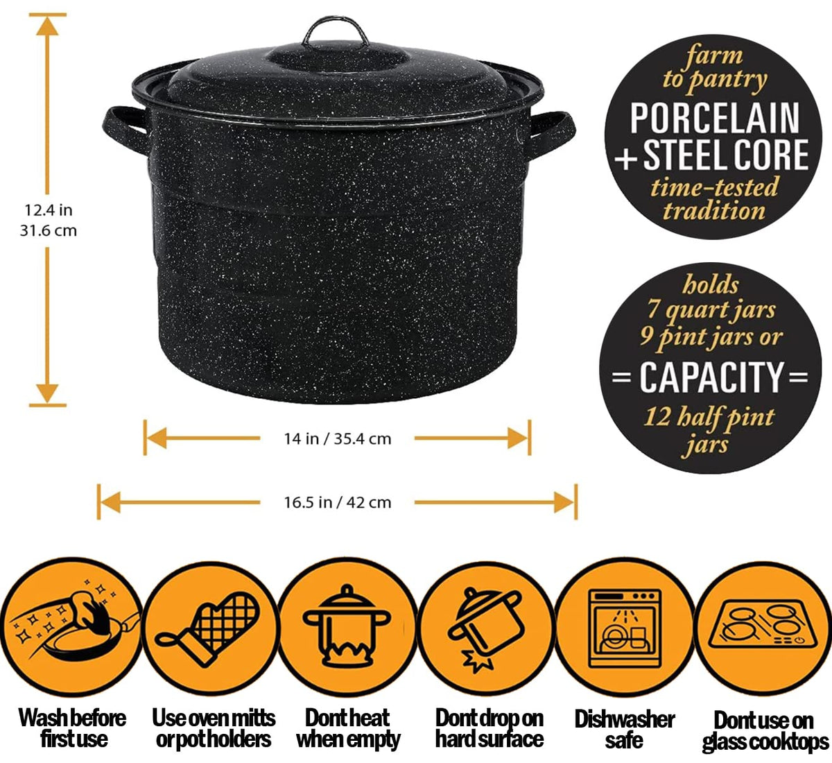 Supa Ant Canning Supplies - Water Bath Canning Pot with Rack & Lid - Starter Kits Set for Beginners - Stainless Steel Water Bath Canner Kit & Rack - Rack, XL Ladle, Measuring Cups, Kitchen Funnel