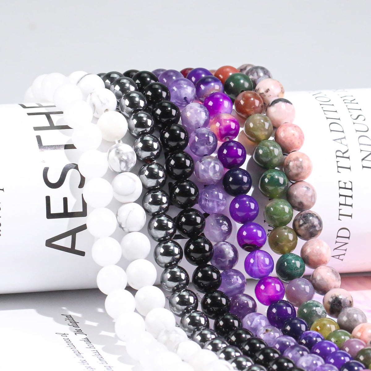 8mm Natural Gemstone Lava Round Loose Beads for Jewelry Making DIY Bracelet Necklace (45-48pcs/strand)