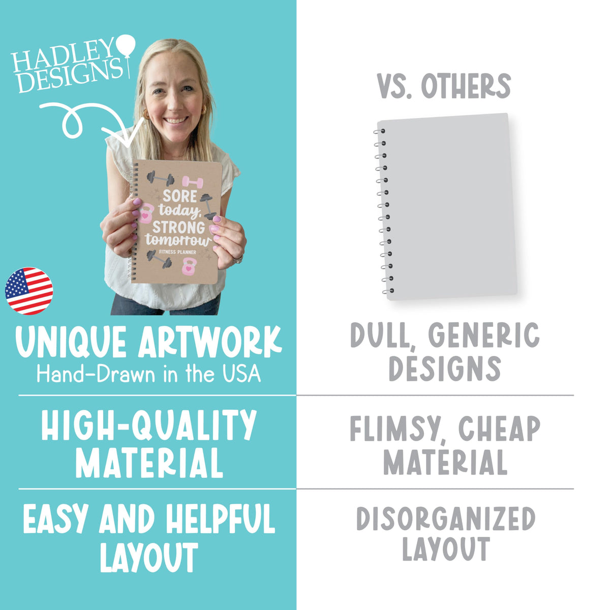 Hadley Designs Fitness Journal for Women - Workout Journal for Women, Fitness Planner for Woman, Workout Log Book, Undated Gym Journals & Exercise Journals, Health Notebook, Graduation 2026 Gifts