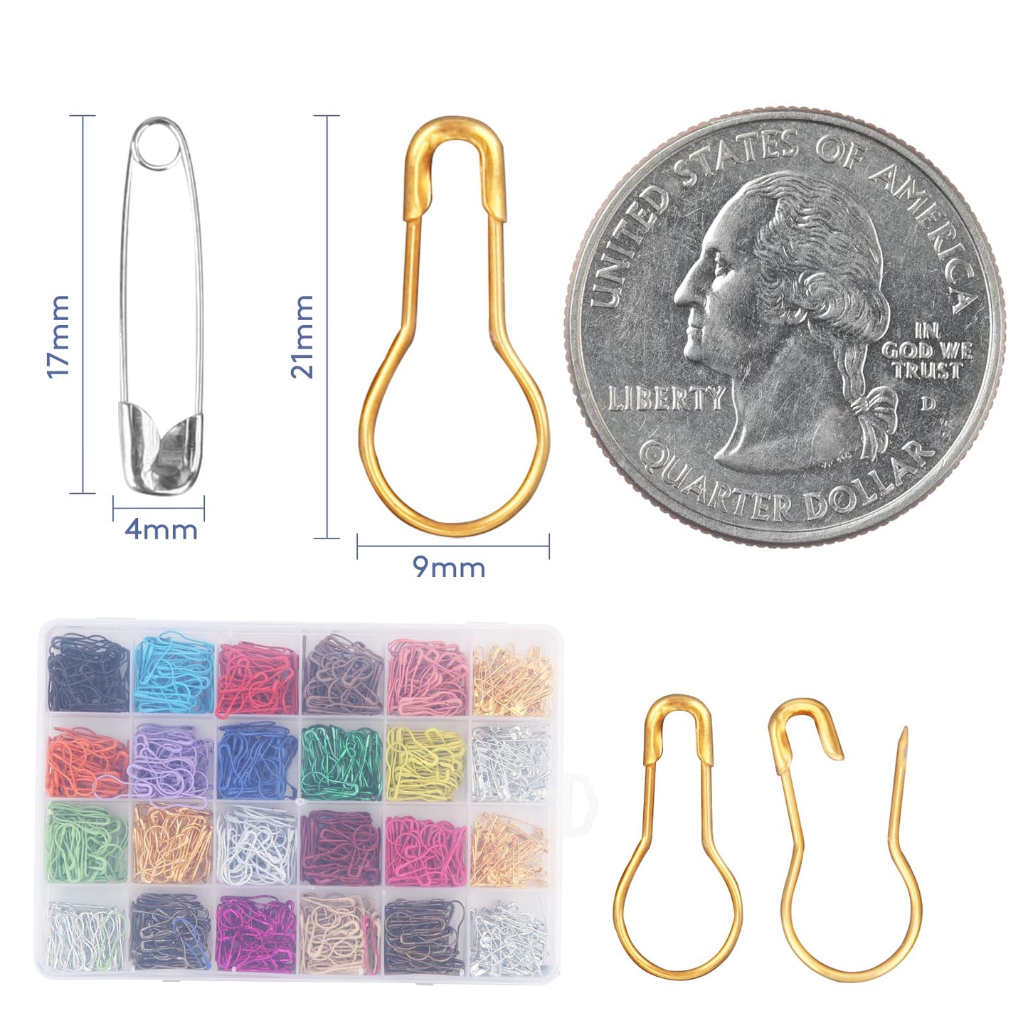 Olikraft Crochet Blocking Board with Pegs (8 Inches) and 1200 PCS Bulb Gourd Safety Pin Stitch Markers - Perfect for Blocking Crochet Projects and Organized Stitch Marking