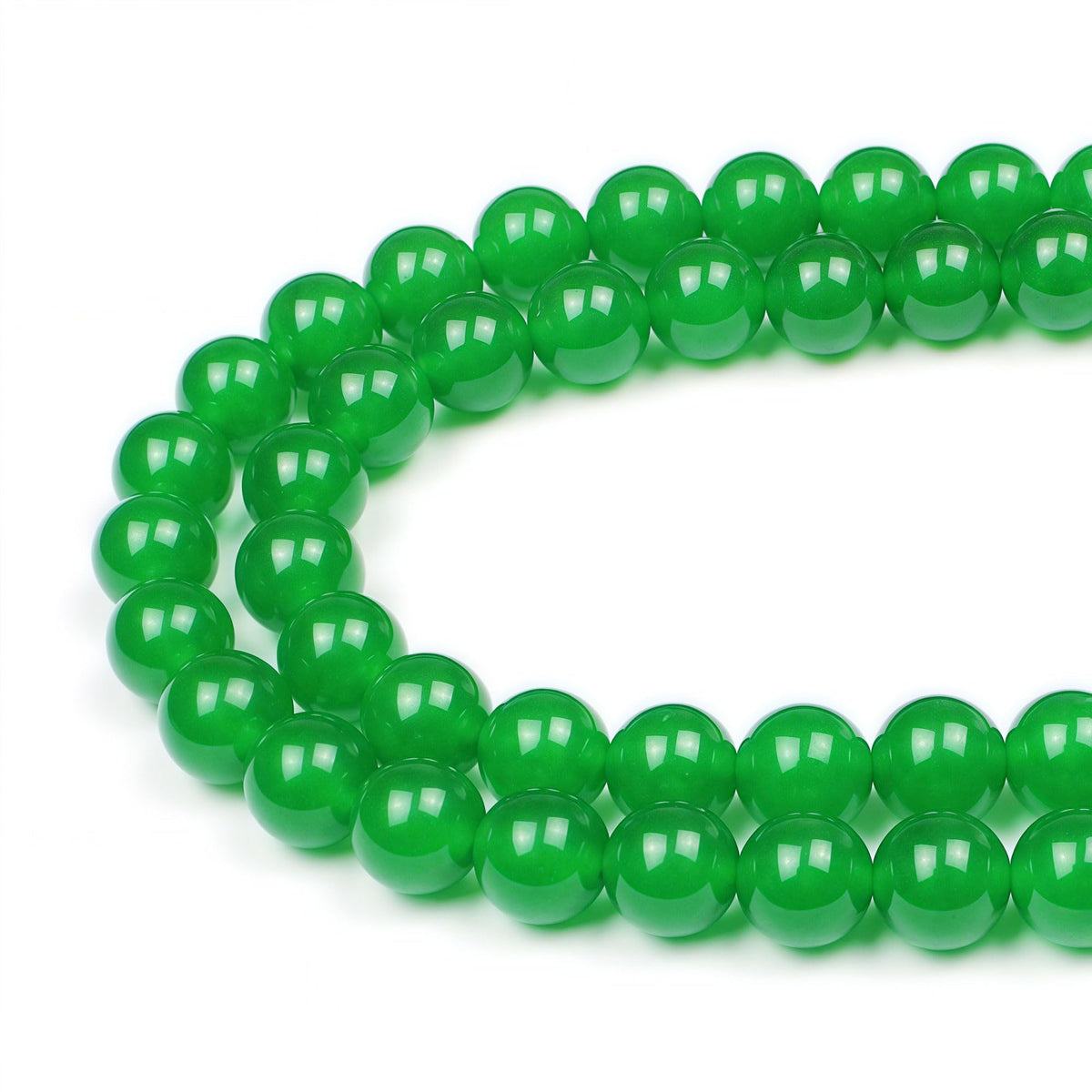 MJDCB Natural Green Jade Round Loose Beads for Jewelry Making DIY Bracelet Necklace (10mm)