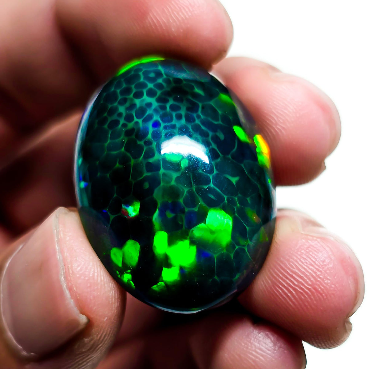 24 Carat Honeycomb Black Ethiopian Opal Cabochon Gemstone