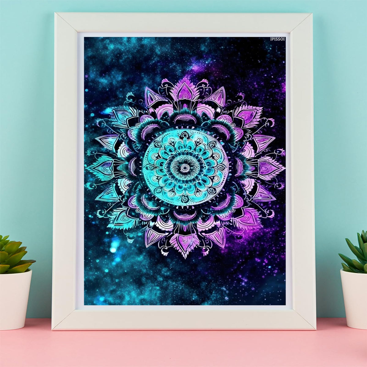 IPISSOI Christmas Mandala Blue and Purple Flowers 5D Diamond Painting Kits for Adults Diamonds Art DIY Full Circle Crystal Kit Beginner Wall Decor 12x16 inch for New Year, Valentine's Day Gifts